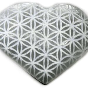 fortunecrystals selenite flower of life 300x300 - Selenite Heart with Flower of Life