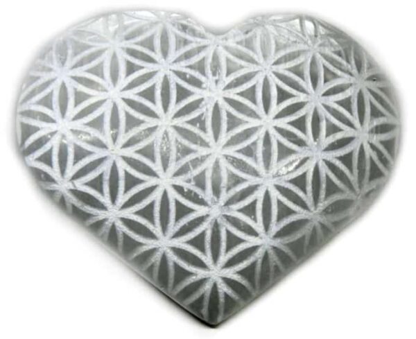 Selenite Heart with Flower of Life