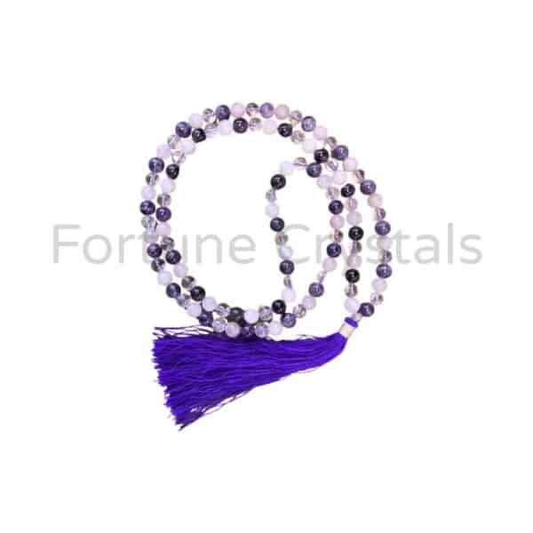 Rose Quartz, Amethyst, Clear Quartz Mala