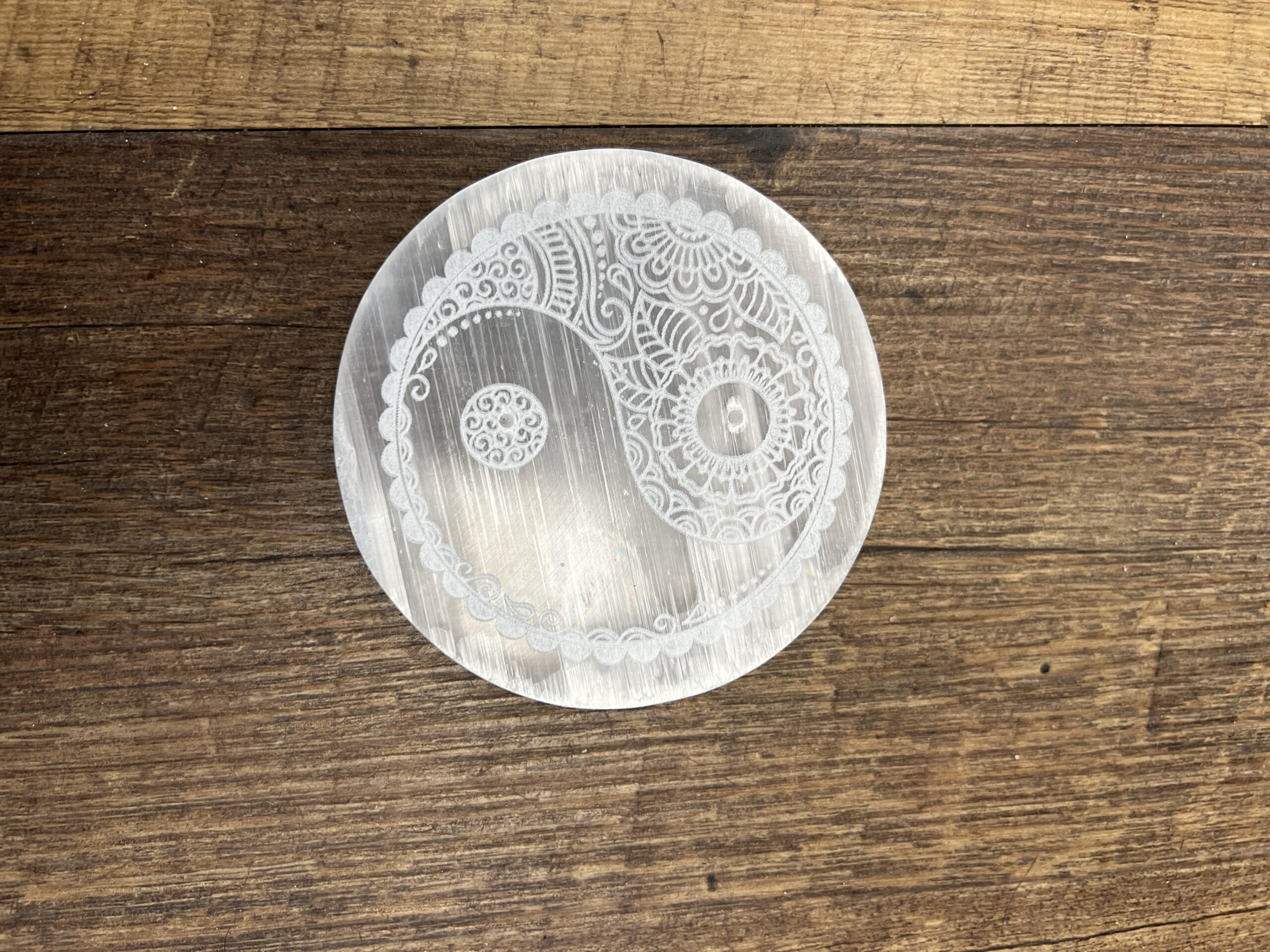 Ying Yang Incense Holder Selenite Plate